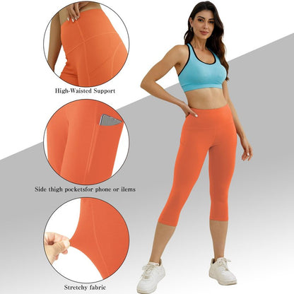 Match Womens High Waisted Active Yoga Pants with Pockets Tummy Control Workout Buttery Soft Leggings