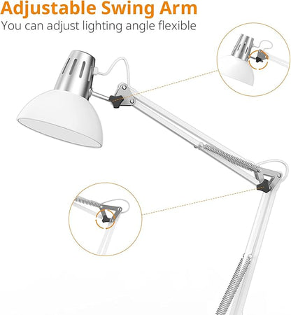 LEPOWER Floor Lamp, Swing Arm Floor Standing Lamp, Industrial Floor Lamp with Heavy Metal Base, E26 Lamp Base Floor Light, Modern Standing Reading Lamp for Living Room, Bedroom, Office White
