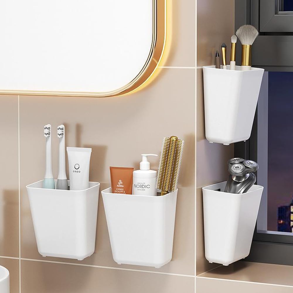 Nmgkokew 4 Piece Kitchen Cabinet Door Storage Box,Self Adhesive Wall Mounted Storage Box,Wardrobe/Bathroom/Refrigerator Small Items Organizer