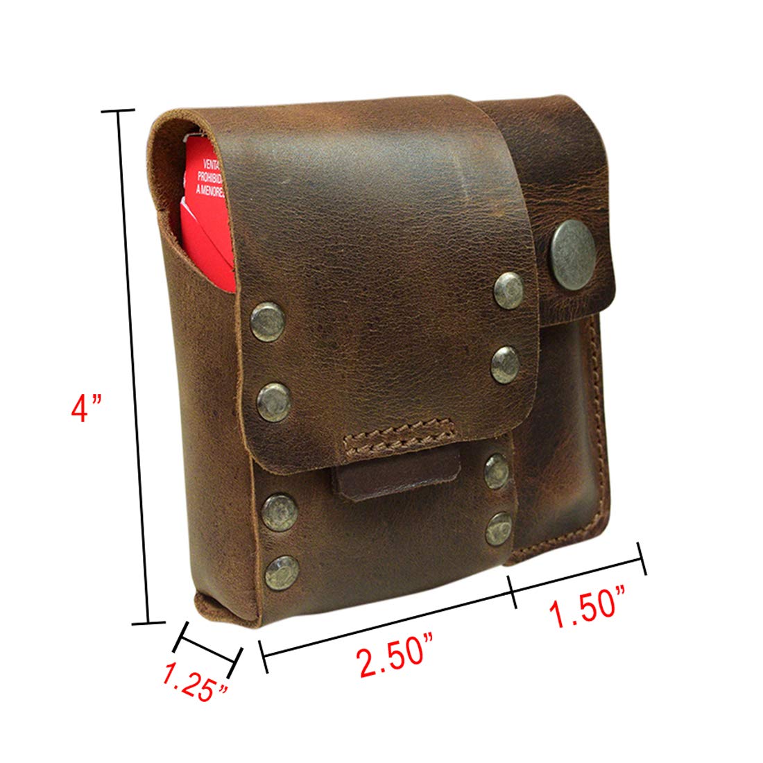 Hide & Drink, Riveted Cigarette and Lighter Holder, Belt Tobacco Case, Smoking Accessories, Full Grain Leather, Handmade, Bourbon Brown