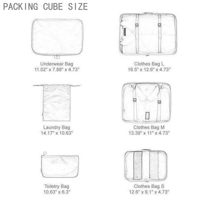 Adwaita 6 Set Packing Cubes, Travel Luggage Packing Organizers (Pink)