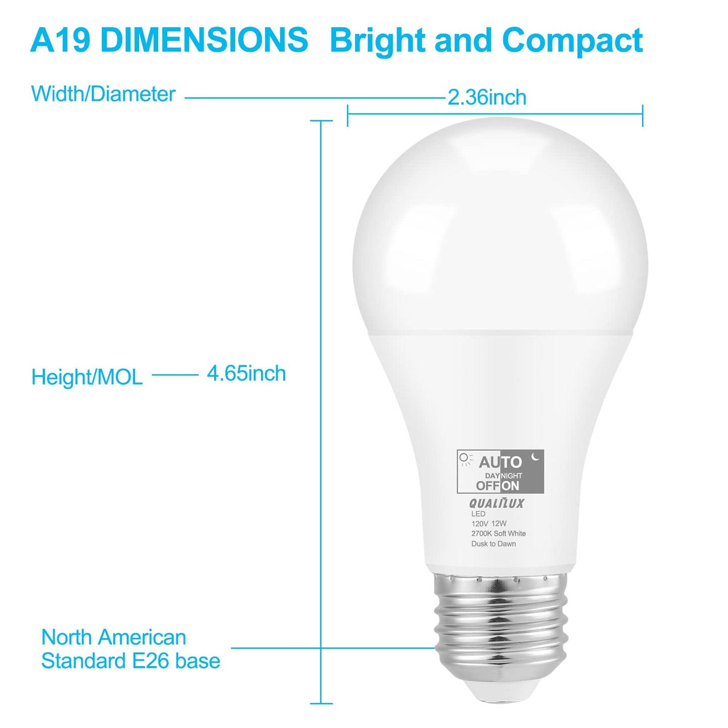 Dusk to Dawn Light Bulbs, Auto On/Off Light Sensing LED Bulbs Outdoor, Vintage Amber, Edison ST19 2-Pack, 6.5W 700LM 60W Equivalent, HQ-H027