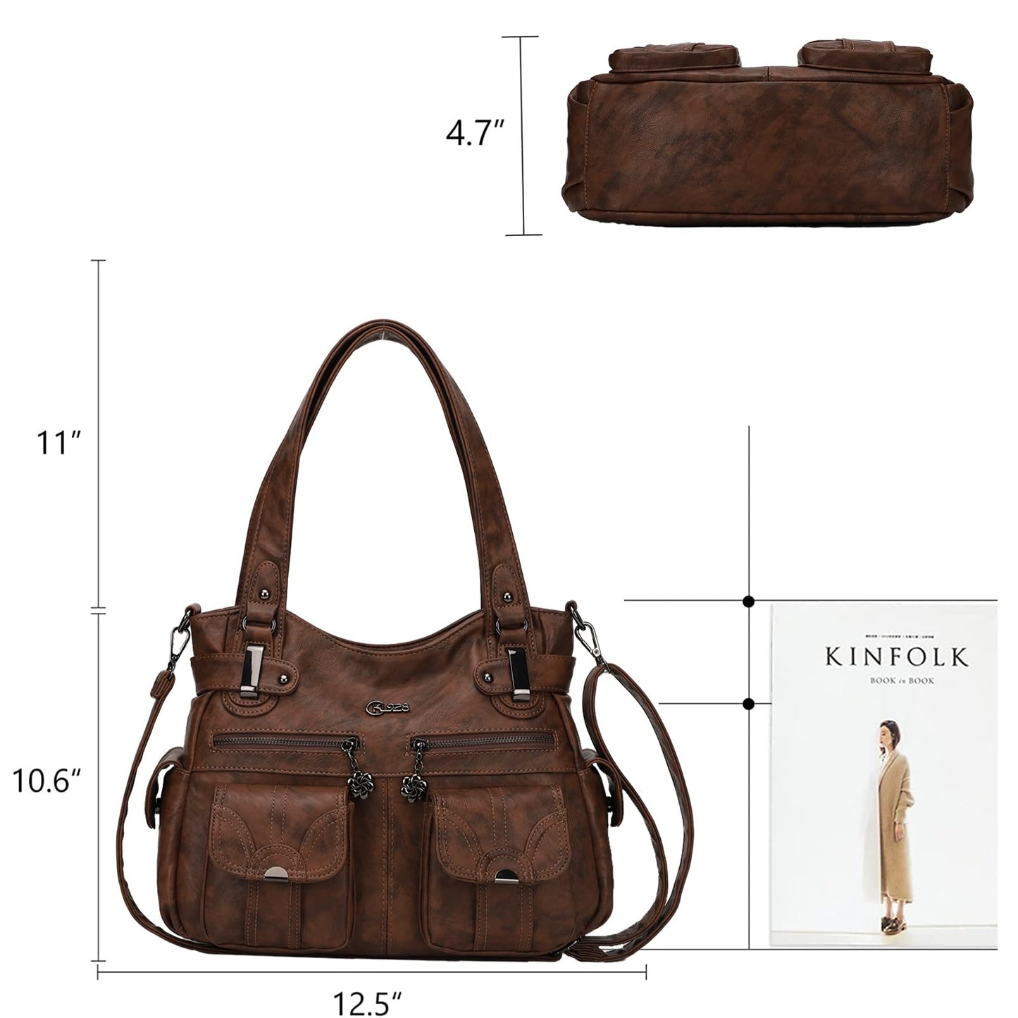 Purses and Handbags for Women Large Hobo Shoulder Bags Soft PU Leather Multi-Pocket Tote Bag