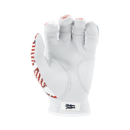 MULLIGAN HOOLIGAN® Men's Golf Glove | Premium Cabretta Leather & Mesh, Breathable Moisture-Wicking Comfort, Unique Standout Design for Men & Women (Patriotic USA Flag, Large, Worn On Right Hand)