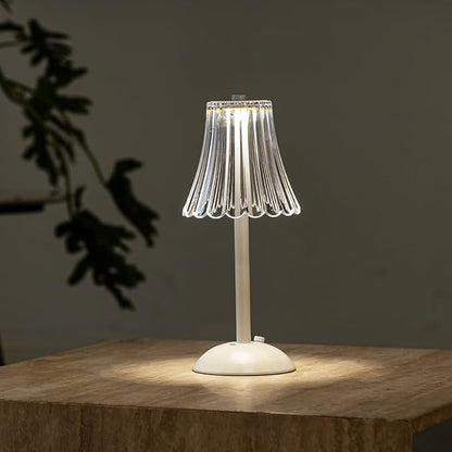 Cordless Table Lamps for Home,Table,Dining Room, Gold Rechargeable Lamps, USB Charge 12'' Tall LED Brass Portable Outdoor Indoor Table Lamp with Built-in Dimmer (Flower-White)