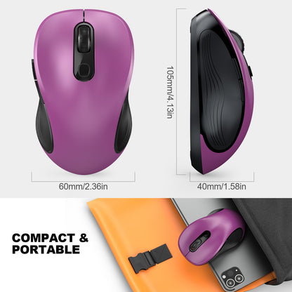 WisFox 2.4G Wireless Mouse for Laptop, Ergonomic Computer Mouse with USB Receiver and 3 Adjustable Levels, 6 Button Wireless Mice for Windows Mac PC Notebook (Grey)