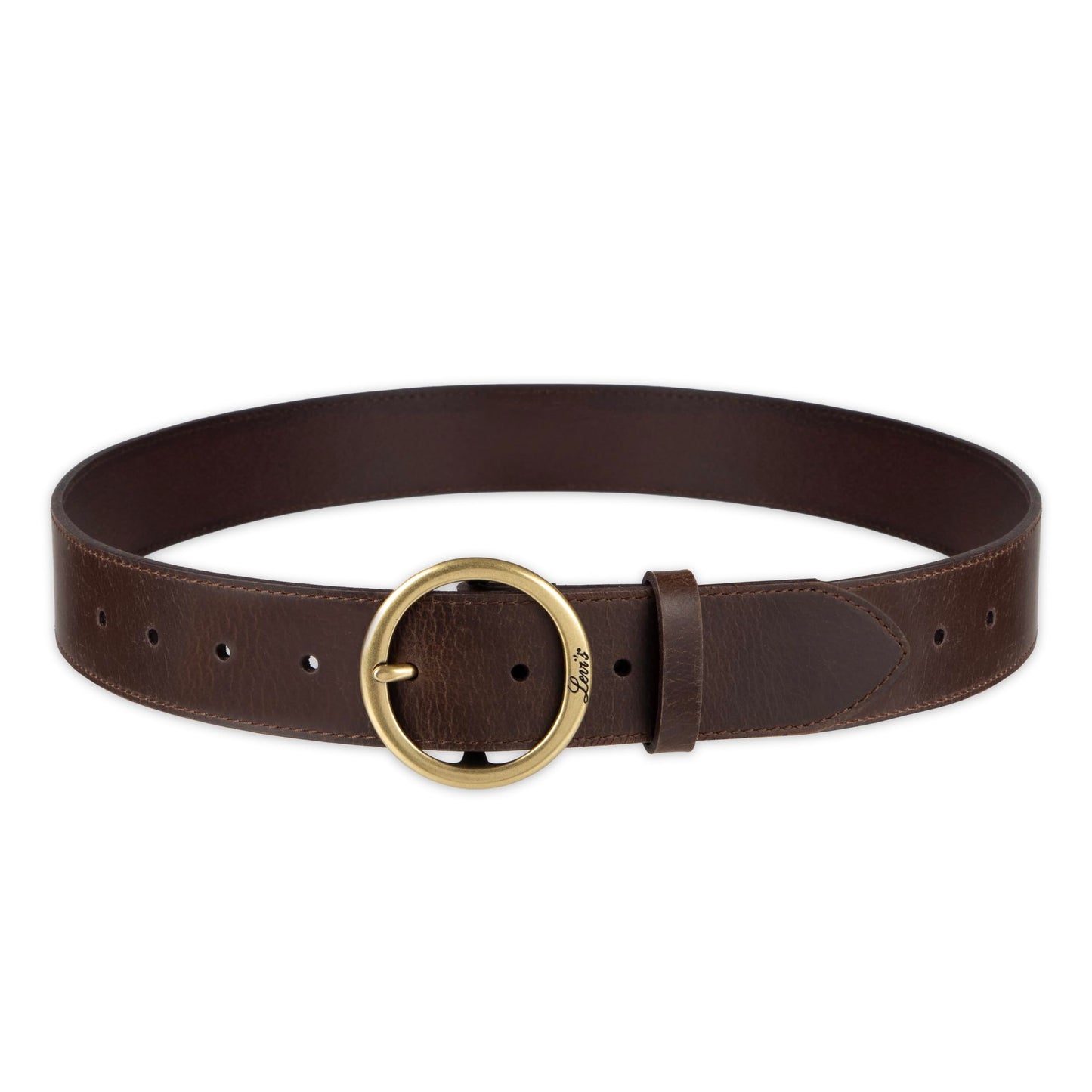 Levi's Women's Round Centerbar Sliding Loop Belt, Dark Brown, Small