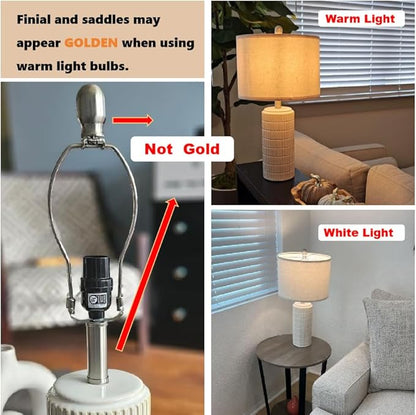 PoKat 23" Modern Ceramic Table Lamp Set of 2 for Living Room White Desk Lamps for Bedroom Farmhouse Bedside Nightstand Bedside Lamp End Table Lamps Beige