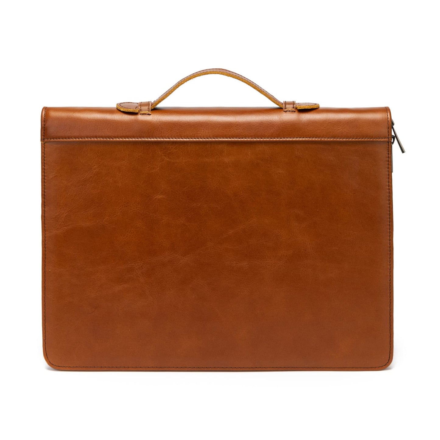 YIWEN Handmade Leather Portfolio with Handle, 3 Ring Binder, Zippered Padfolio for 13" Tablet, 8.5 x 11 Notepad, Professional Business Document Organizer (Brown, Oil Wax Leather)