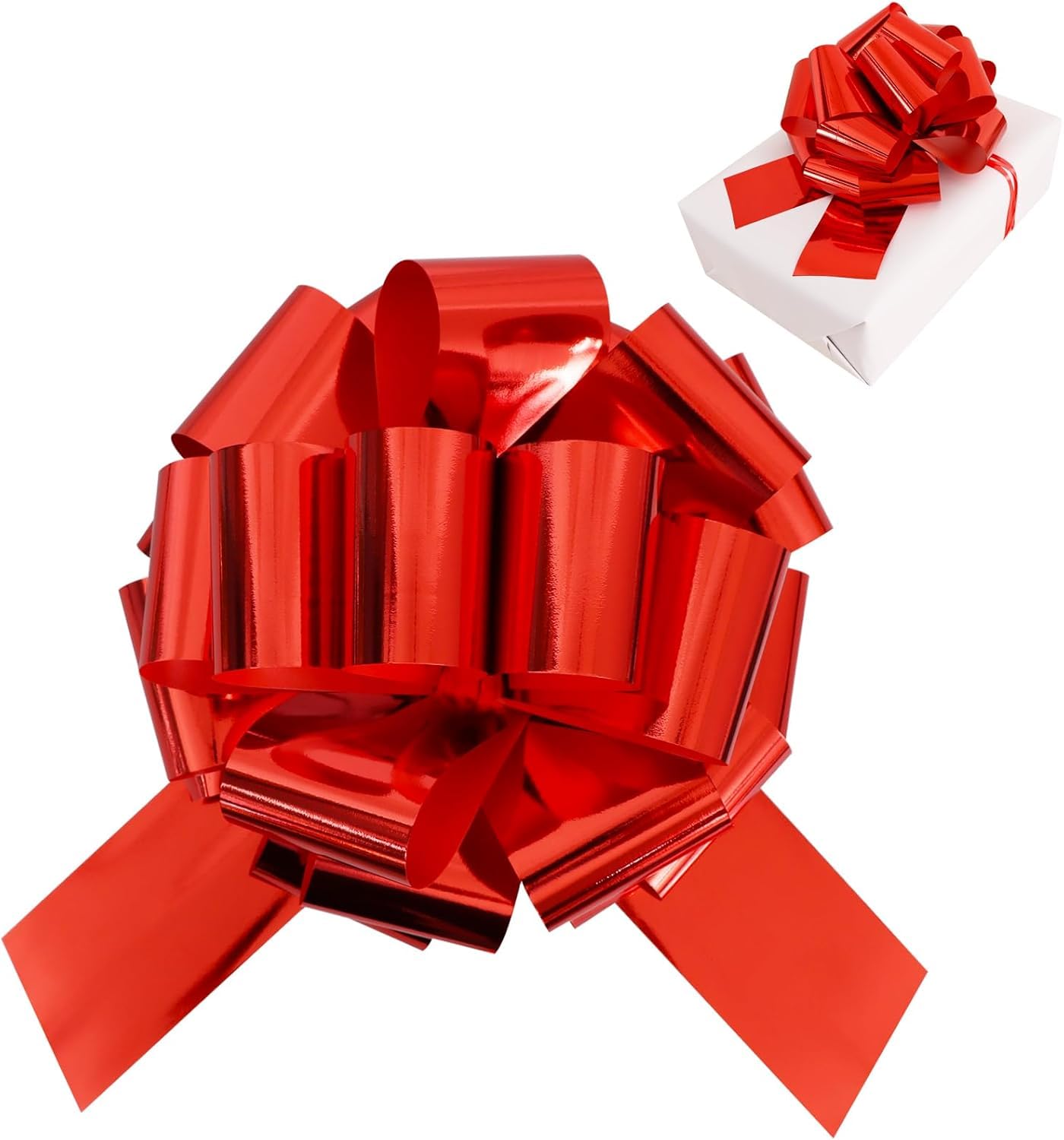 TONIFUL 12 Inch Red Large Pull Bow Giant Big Valentine Bow for Gift Wrapping, Car, Bikes, Big Toys, Applicants, Front Door Decor, Large Gift Wrap, Christmas Tree & Outdoor Decoration