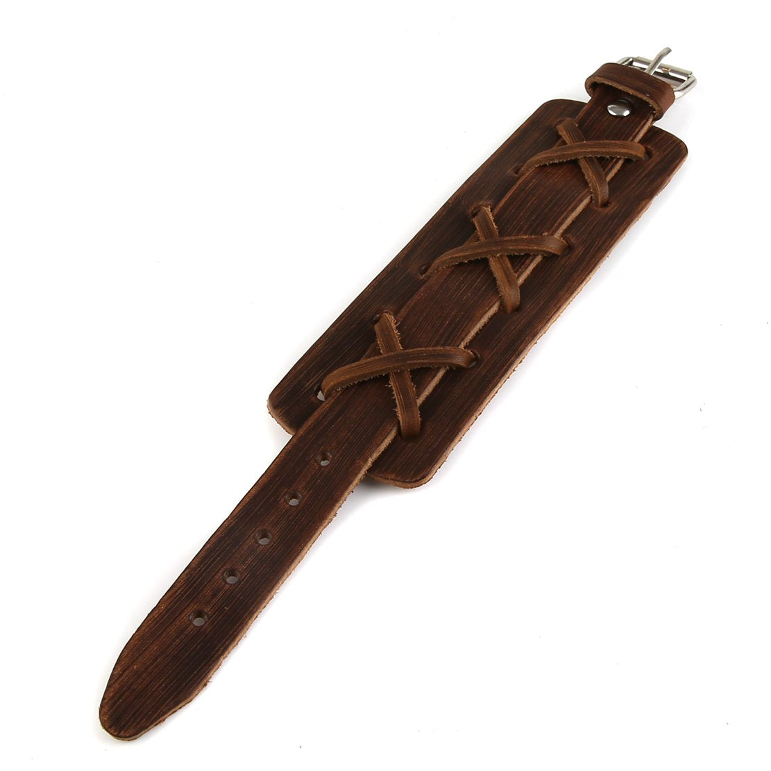 HZMAN Authentic Wide Genuine Leather Casual Mens Brown Cuff Bangle Bracelet