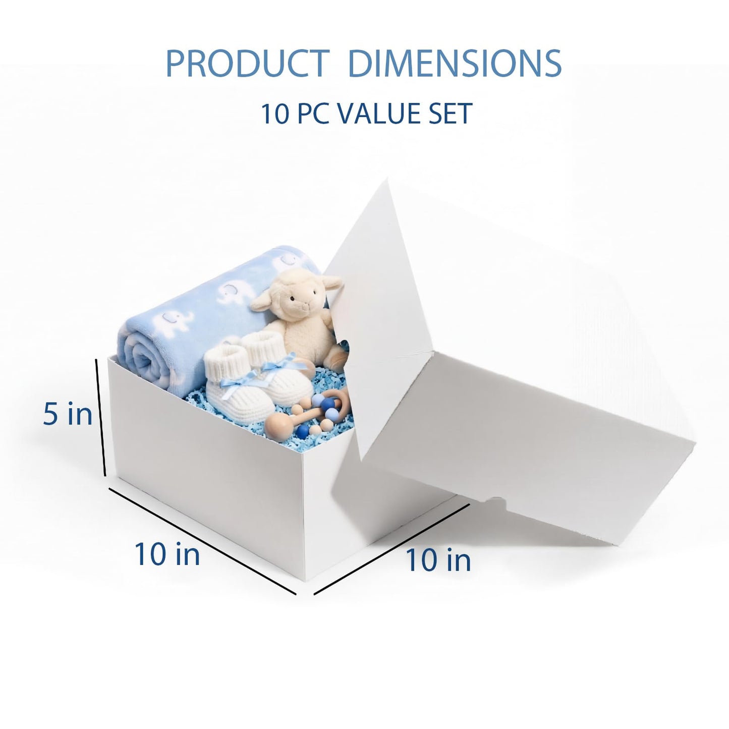 UnicoPak 10x10x5 Inches White Gift Boxes with Lids for Presents, 10 Pack Large Gift Boxes, Sturdy Cardboard Bridesmaid Proposal Box for Wedding, Baby Shower, Graduation, Corporate Gifts, Christmas