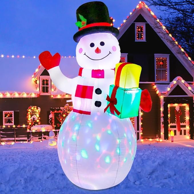 AerWo 5ft Christmas Inflatables Outdoor Decorations, Inflatable Snowman Christmas Blow Up Yard Decorations with Rotating LED Lights for Yard Garden Decorations Indoor Outdoor