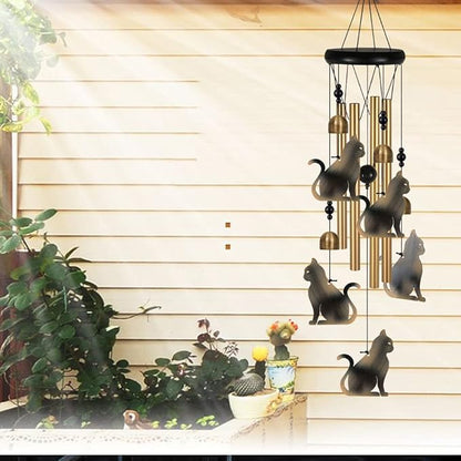 Bronze Cats Wind Chimes Decor, Portable Mobile Wind Catcher, Sympathy Wind Bells, Memorial Gifts for Mom, Housewarming, Blessing Windchime(Outside/Indoor/Home/Room/Porch/Tree/Yard/Garden Decorate)