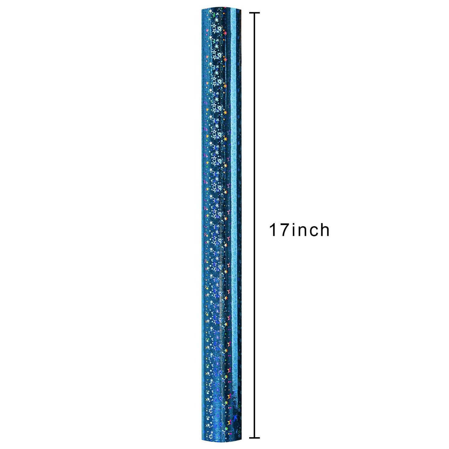 Merture Blue Holographic Wrapping Paper Roll, Blue Space Gift Wrap with Shining Galaxy Design for Birthday, Baby Shower, Christmas, Father's Day, Weeding - 17 In X 32.8 Ft (46.5 sq.ft.)