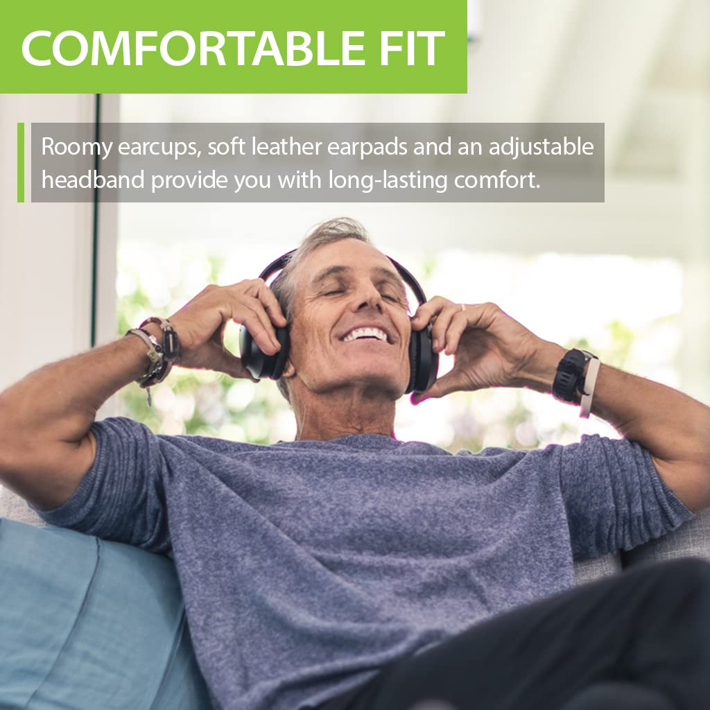 Avantree Aria - Bluetooth Noise Cancelling Over Ear Headphones with Microphone, Detachable Boom Mic for Business Calls, 35H Playtime, Wireless & Wired Headset for Phone PC Computer Laptop