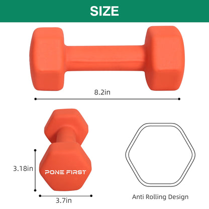 Dumbbell Hand Weight Pairs – Neoprene Dumbbell Exercise & Fitness For Home Gym Equipment and Adjustable Dumbbell Sets–Non-Slip, Color Coded Hex Shaped Free Weights For Women,Men 2LB 3LB 5LB 8LB 10LB Pounds