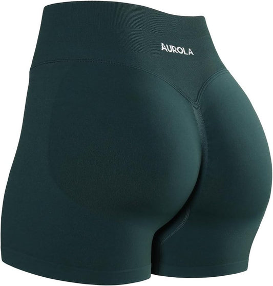 Aurola Women's Workout Shorts - No Roll Up, Squat Proof, Seamless Compression | Sizes 2.5-6.5