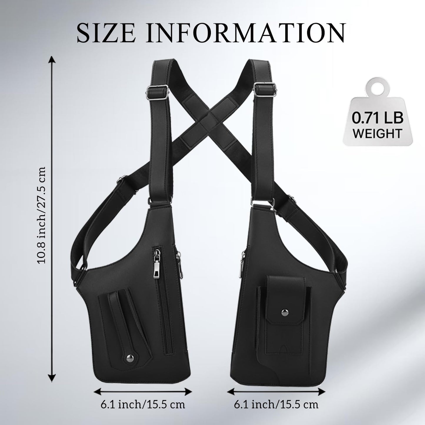 2026 Anti-Theft Double Shoulder Armpit Bag for Men Vest Bag Concealed Carry Holster with Adjustable Straps, Multi-Pocket Underarm Pouch for Travel, Outdoor Running, cycling & Daily Commute etc（black）