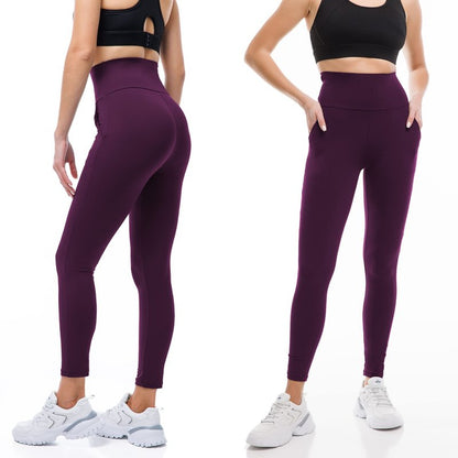 Ipletix Leggings with Pockets for Women, High Waisted Leggings Buttery Soft Non See Through Workout Yoga Pants Dark Purple