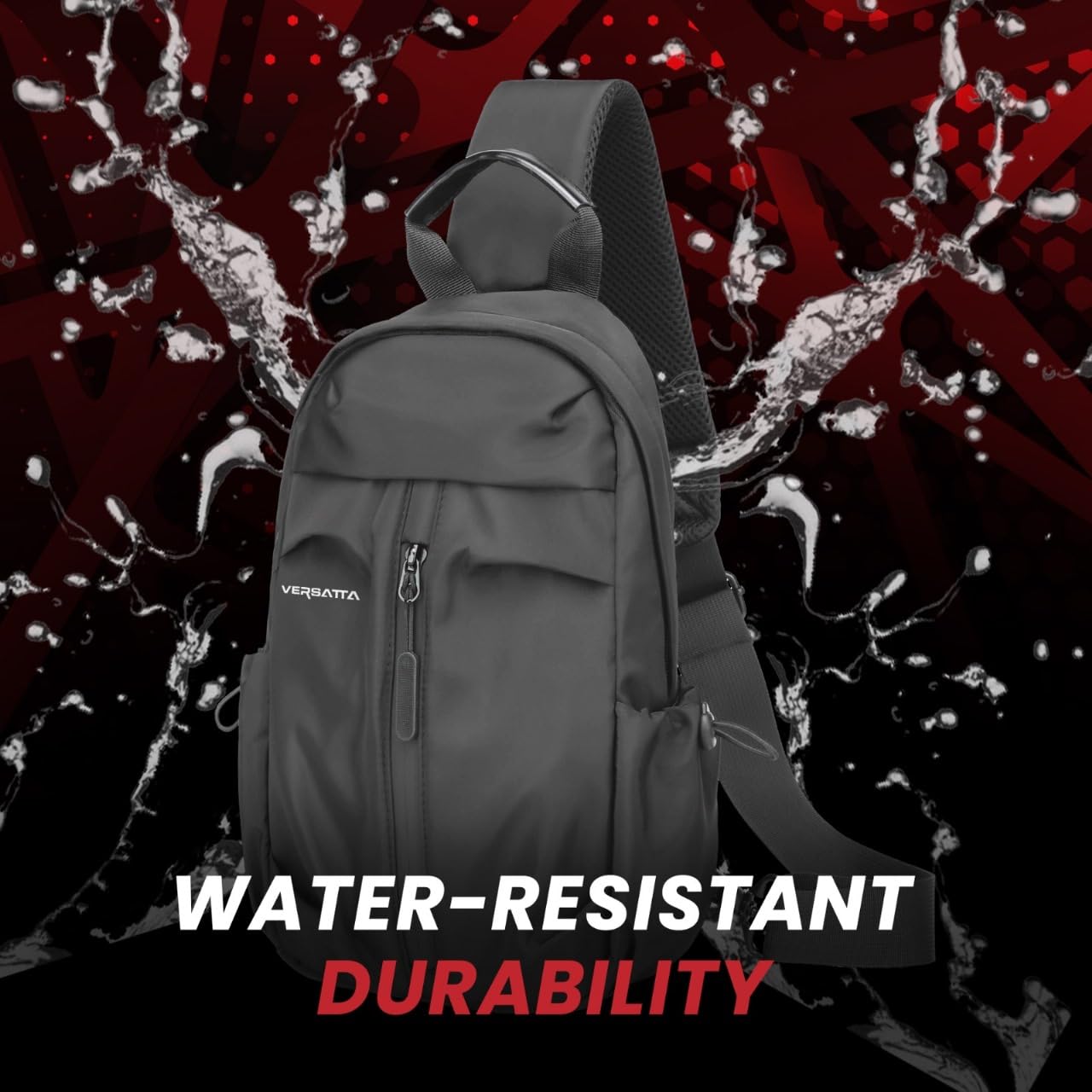 VERSATTA Small Sling Crossbody Backpack with RFID Pocket, Adjustable Shoulder Bag for Men Women, Lightweight One Strap Backpack for Hiking, Mini Travel Crossbody Bags for Women Chest Bag with USB Port