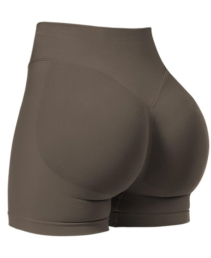 VOYJOY Women Workout Impact Shorts 2.5"/ 3.6"/ 4.5"/ 6" Scrunch Butt Lifting Gym Seamless Booty Biker Shorts Coffee