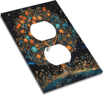 Magical Life Tree in Night Sky Light Switch Cover 1 Gang Outlet Plate Single Duplex Wall Plate Covers Decorative Switchplate Covers Electrical Faceplate for Home Living Decor