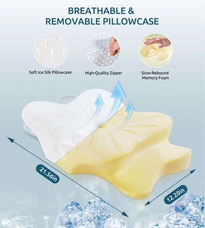 Cervical Pillow for Neck and Shoulder, Ergonomic Contour Memory Foam Pillows for Sleeping, Cooling Neck Support Pillow for Back Stomach Side Sleeper Dark Grey