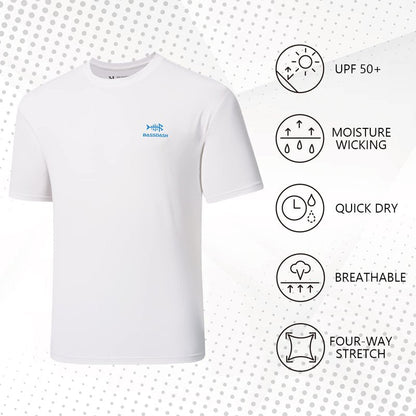 BASSDASH Men’s UPF 50+ Short Sleeve Fishing Shirts Performance Cooling UV Sun Protection Hiking T-Shirts White