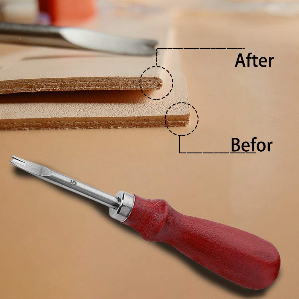 2 PCS Leather Edge Skiving Beveler Craft Keen Edge Cutting Leather Burnishing Tool, Leather Edge Skiving DIY Craft Tool for Leather Crafting Working Tools 2 Sizes(1.0 mm&1.5 mm Size) (3#+5#)