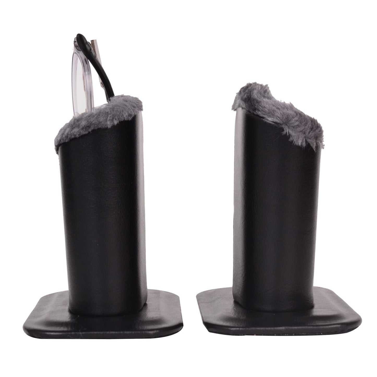 TECKE Pack of 2 Plush Lined Eyeglasses Holder Stand Protective Glasses Case For Desks Or Nightstands (Black-Light Gray)