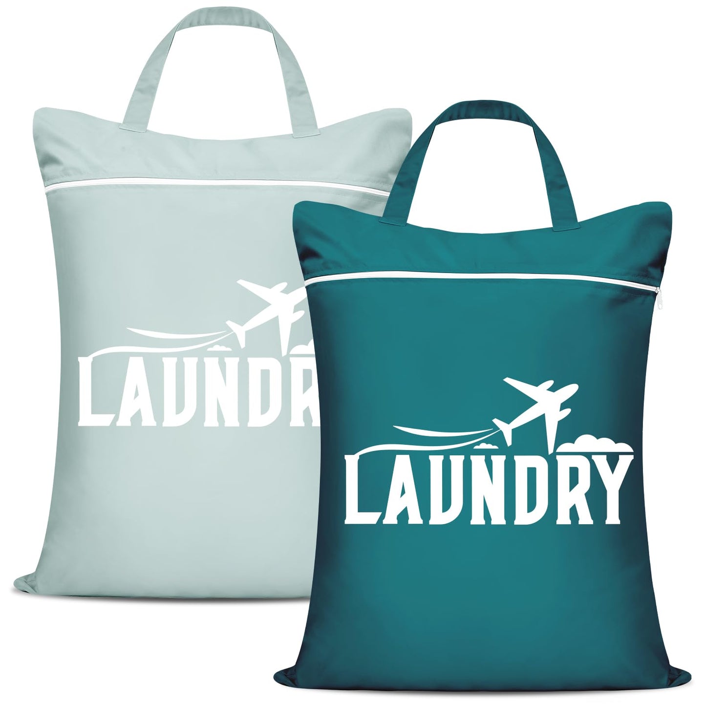 2 Pcs Large Travel Laundry Bag Washable Waterproof Wet Bag Dirty Clothes Bag Swimsuit Workout Bag for Gym Clothes Laundry Wet Clothes Swimming Pool Yoga College Dorm (Blue+Grey)