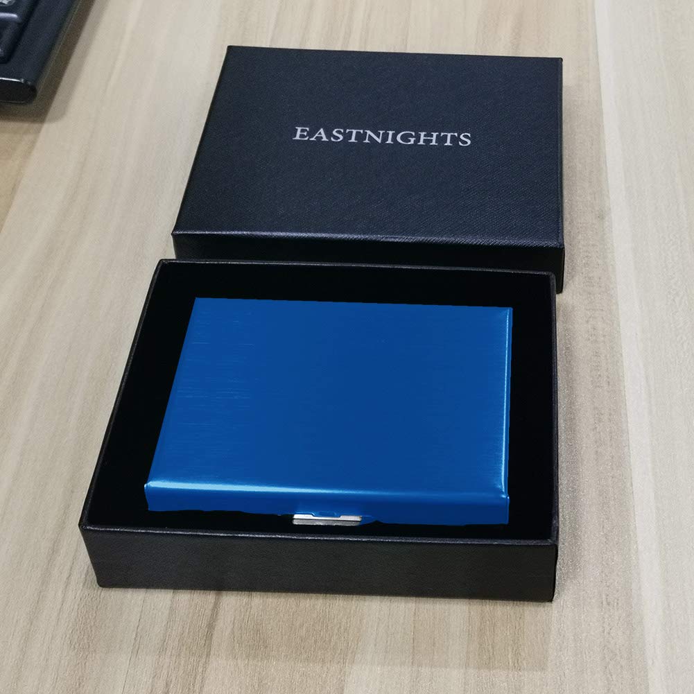 EASTNIGHTS RFID Credit Card Holder Protector Metal Credit Card Wallet Business Card Holder for Men Women Gift Box Package (Blue)
