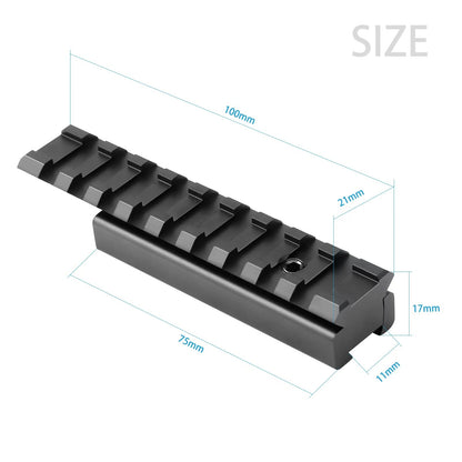 Bontok Dovetail to Picatinny Rail Adapter, 11mm Dovetail to 21mm Upgraded Build-in Locking Screws Picatinny Rail Low Profile Scope Mount Converter Base 3/8" to 7/8" Converter-9 Slots-Black-(2 Pack)