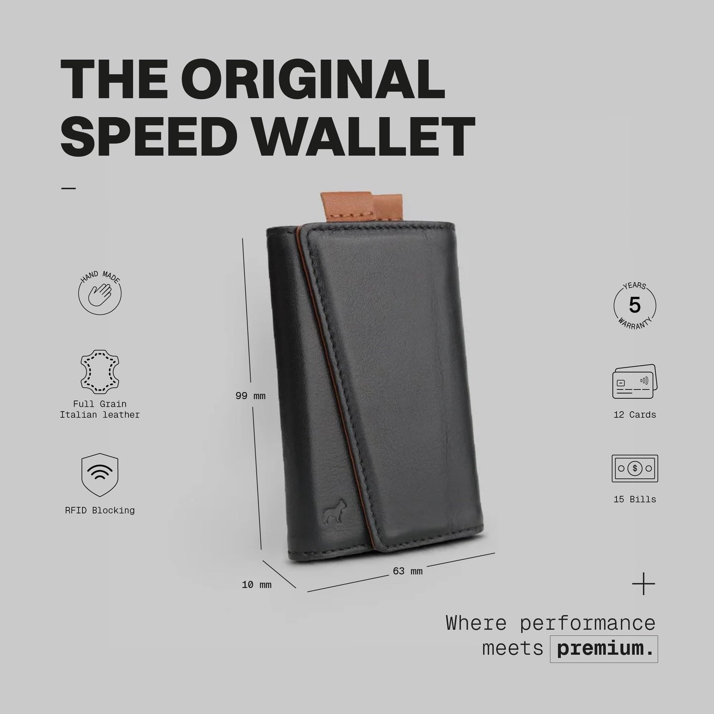 The Frenchie Co. - Speed Wallet - Ultra Slim Front Pocket Wallet - RFID Blocking Quick-Access Card Holder - Full-Grain Italian Leather Minimalist Design for Men & Women