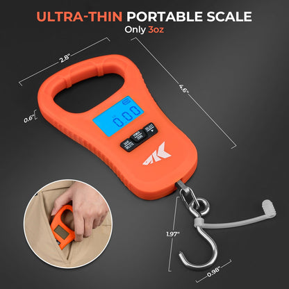 KastKing ToughTide USB Charging Fishing Scale, 65lb Capacity, Ultra-Thin Digital Fish Scale, LCD Display, Ergonomic Handle, Fish Scales Digital Weight, Fishing Accessories for Men