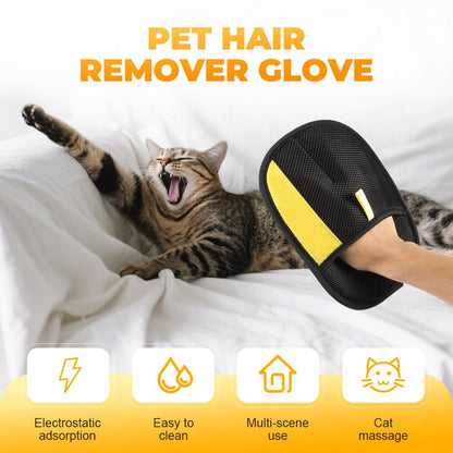 Mustowl 2025 Thickened Strong Pet Hair Removal Glove for Cats & Dogs, Electrostatic Gloves for Pet Grooming, Reusable Quick De-Shedding Gloves for Couch, Clothing, Carpet, Furniture, Car Seats (1pc)