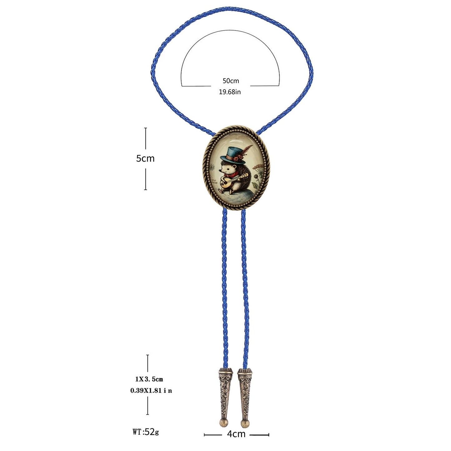 Jeilwiy Hedgehog Bolo Tie for Men Women 3D Animal Bolo Tie Adjustable Blue Leather Necktie Novelty Cowboy String Ties Music Inspired Accessory