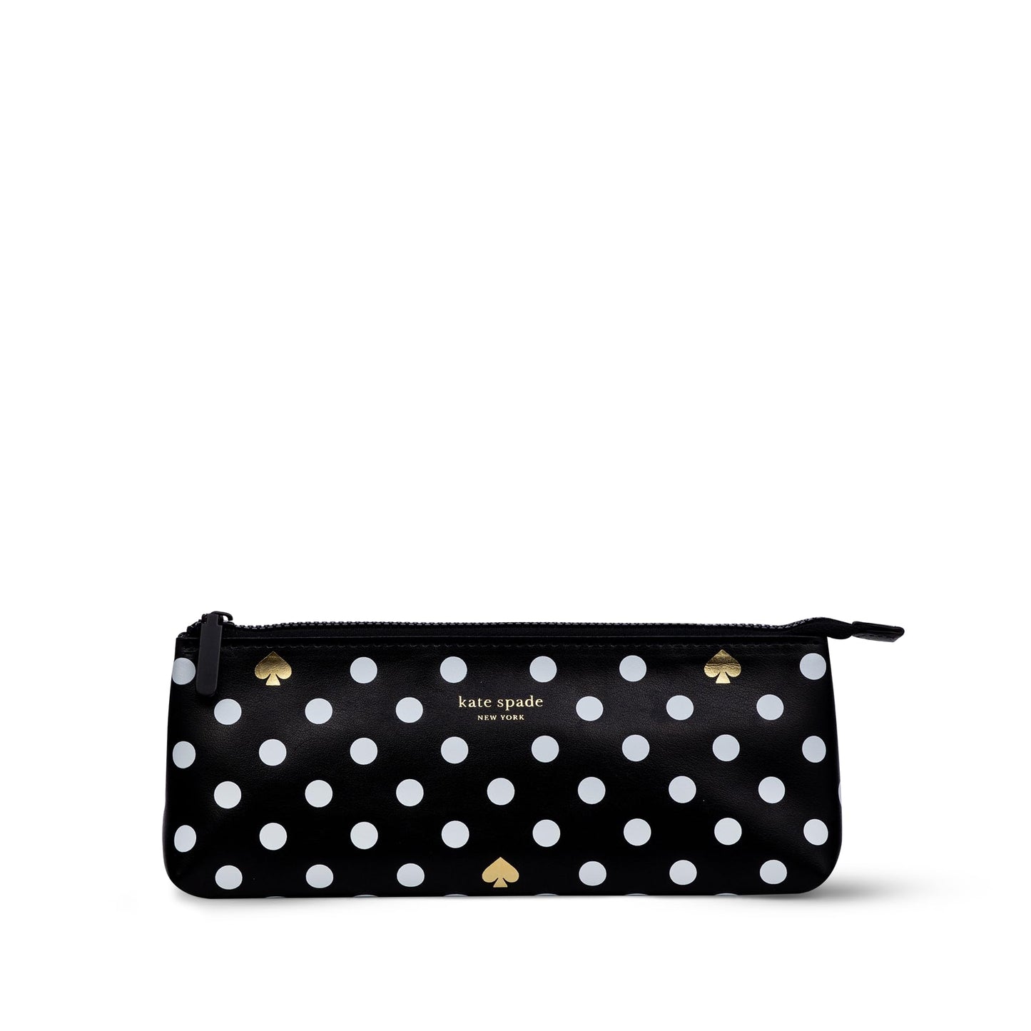 kate spade new york Pen and Pencil Case with Office Supplies, Zip Pouch Includes 2 Pencils, Sharpener, Eraser, and Ruler, Polka Dots (black/white)