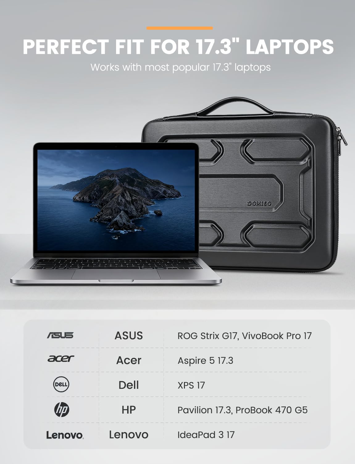 DOMISO 17 inch Laptop Sleeve with Handle Shockproof Computer Bag Waterproof EVA Protective Carrying Case for 17.3" MSI GS73VR Stealth Pro/HP Envy 17/LG Gram 17"/ROG Strix GL702VS, Black