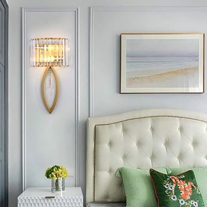 Modern Crystal Wall Light Gold Glass Crystal Wall Sconces Light Mid-Century Vanity Light Indoor Elegant Wall Lighting Fixtures for Bedroom Living Room Hallway Entryway