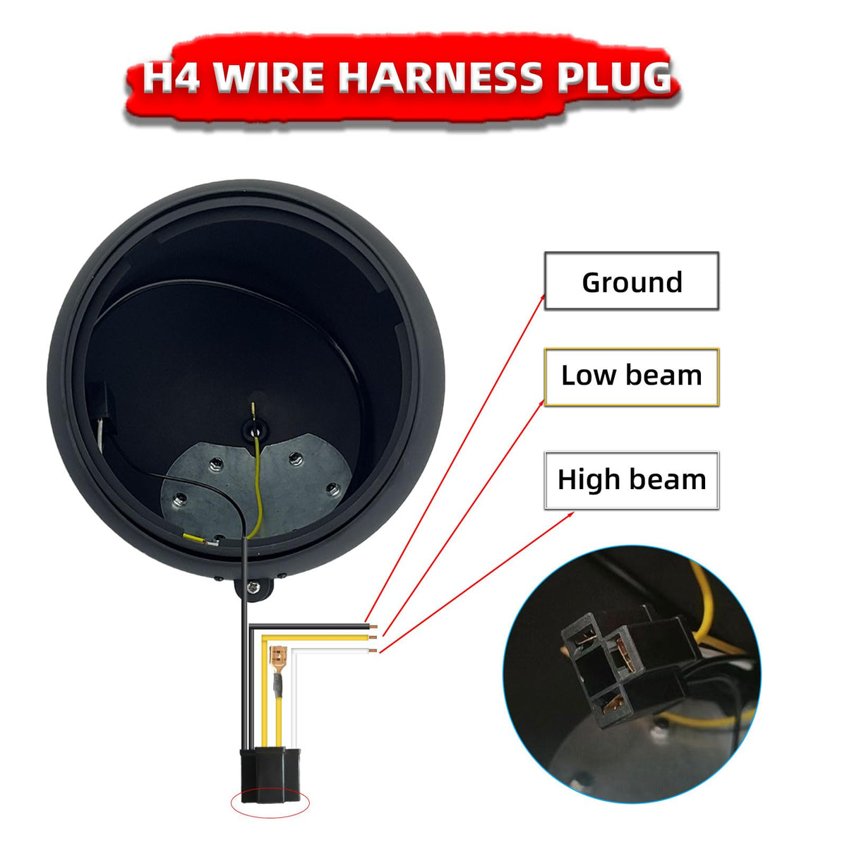 FATECIM 7in Round Motorcycle Headlight Bucket Heavy Duty Gloss Black FTC-1057