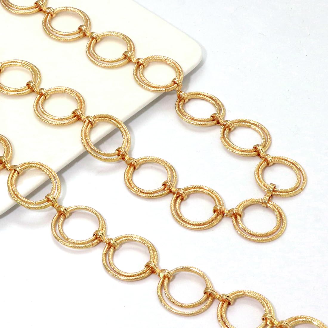 Heyjoin Women's Chain Belts Adjustable Waist Chain Metal Belly Link (Double Ring Gold M)