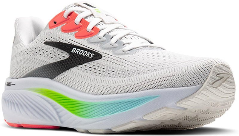 Brooks Men’s Ghost 17 Neutral Running Shoe - White/Pink Clay/Gecko - 14 Wide
