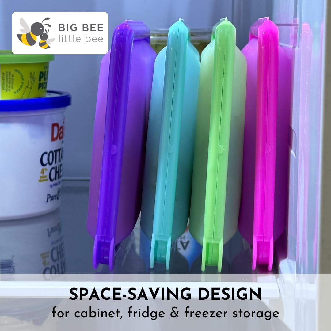 Big Bee, Little Bee - SoftShell Reusable Silicone Food Storage Container with Connected Clamshell Lid, Easy to Clean, Snaps Closed, Microwave, Freezer & Dishwasher Safe (Grape)
