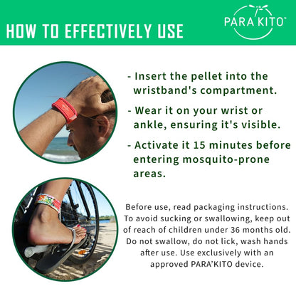 PARA'KITO Mosquito Insect & Bug Protection Wristband - Mosquito Stickers & Bug Spray Alternative - Summer Essentials, Beach Accessories, Hiking & Camping Essentials - Natural Essential Oils (Cube)