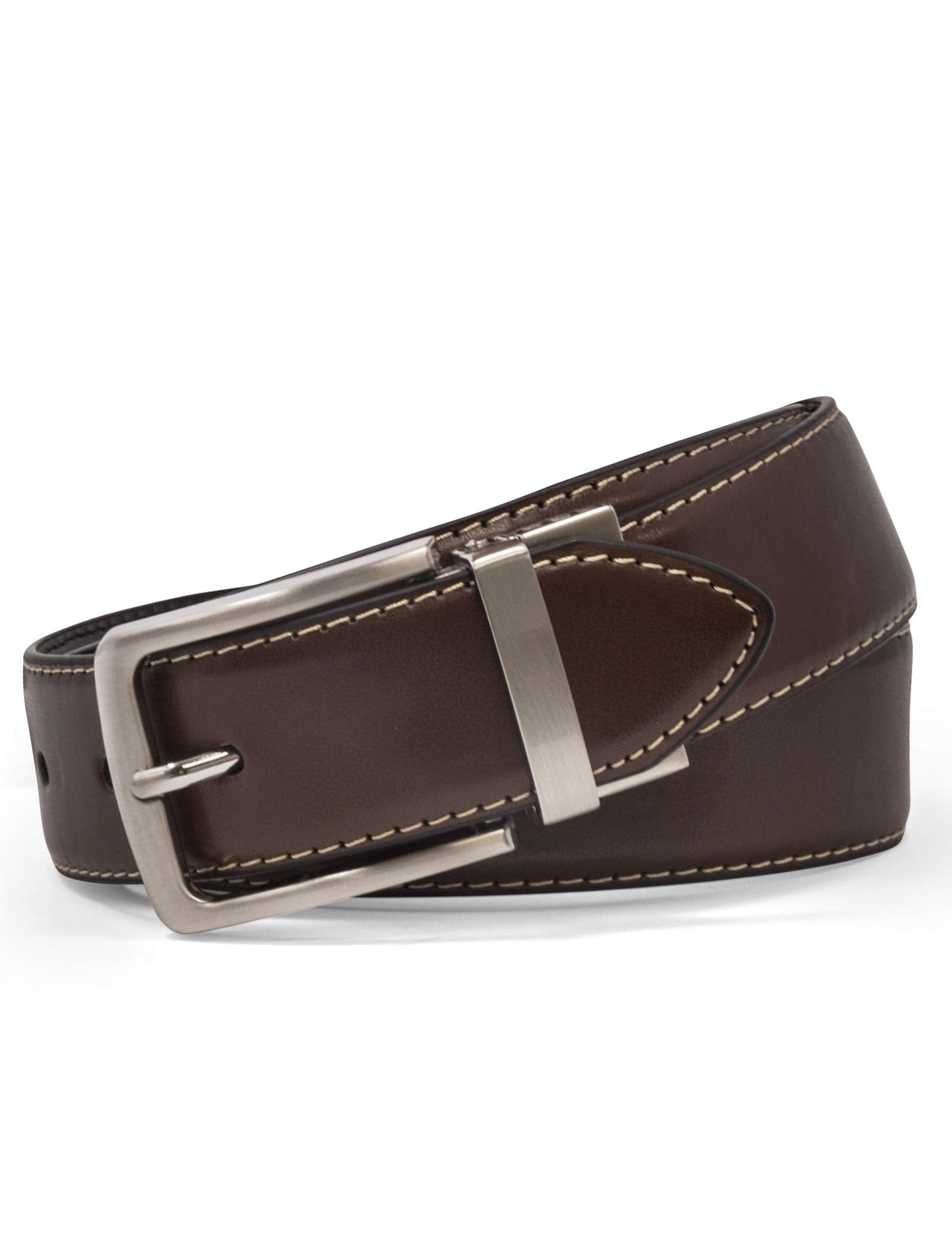 Steve Madden Reversible Men's Dress Casual Every Day Leather Belt, Brown/Black, 44