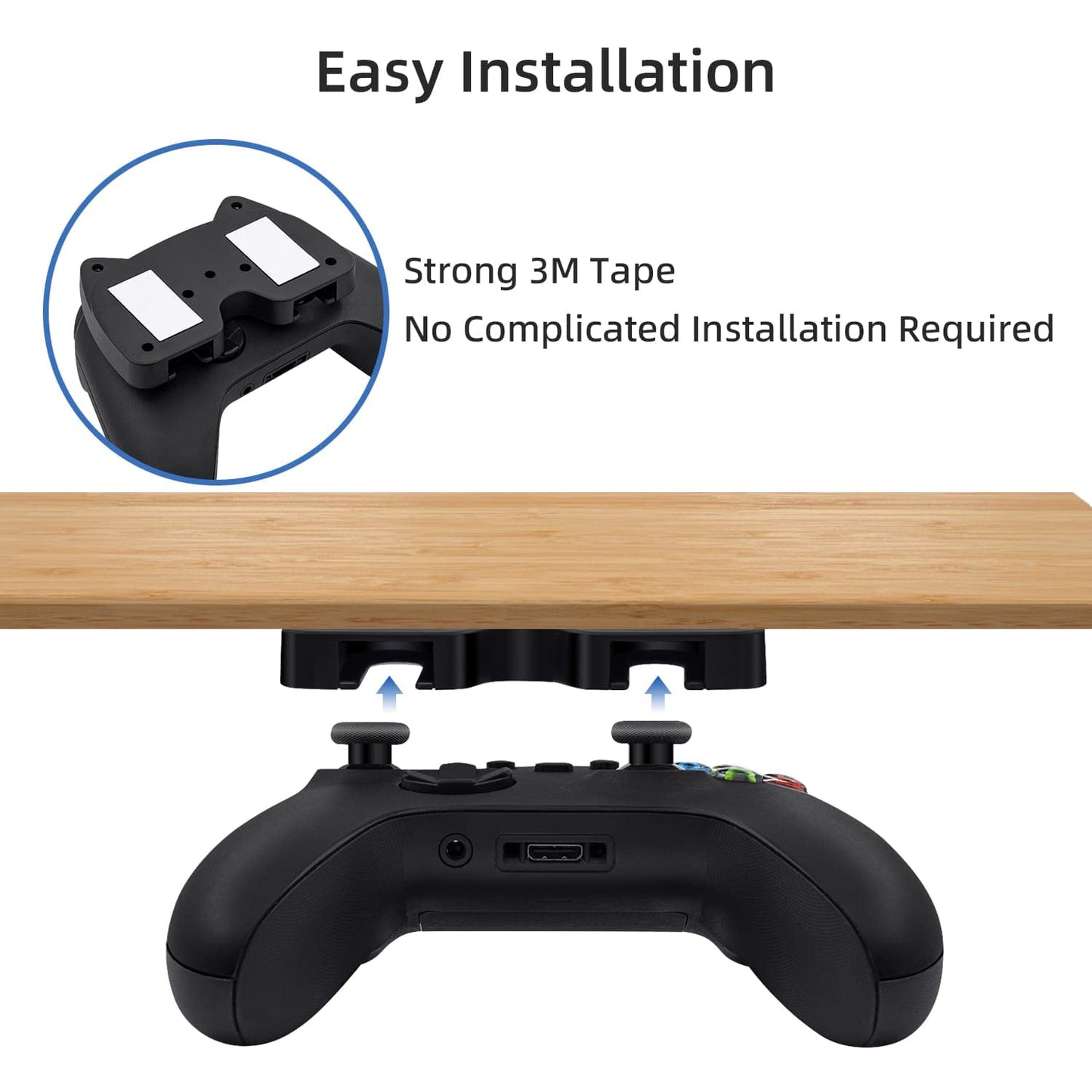 Mcbazel Under Desk Mount for Xbox Series X/S, Xbox One X/S, Xbox One, Xbox 360, Switch Pro Controller, Table Stand Holder Compatible with Xbox and Switch Pro Controller - Black