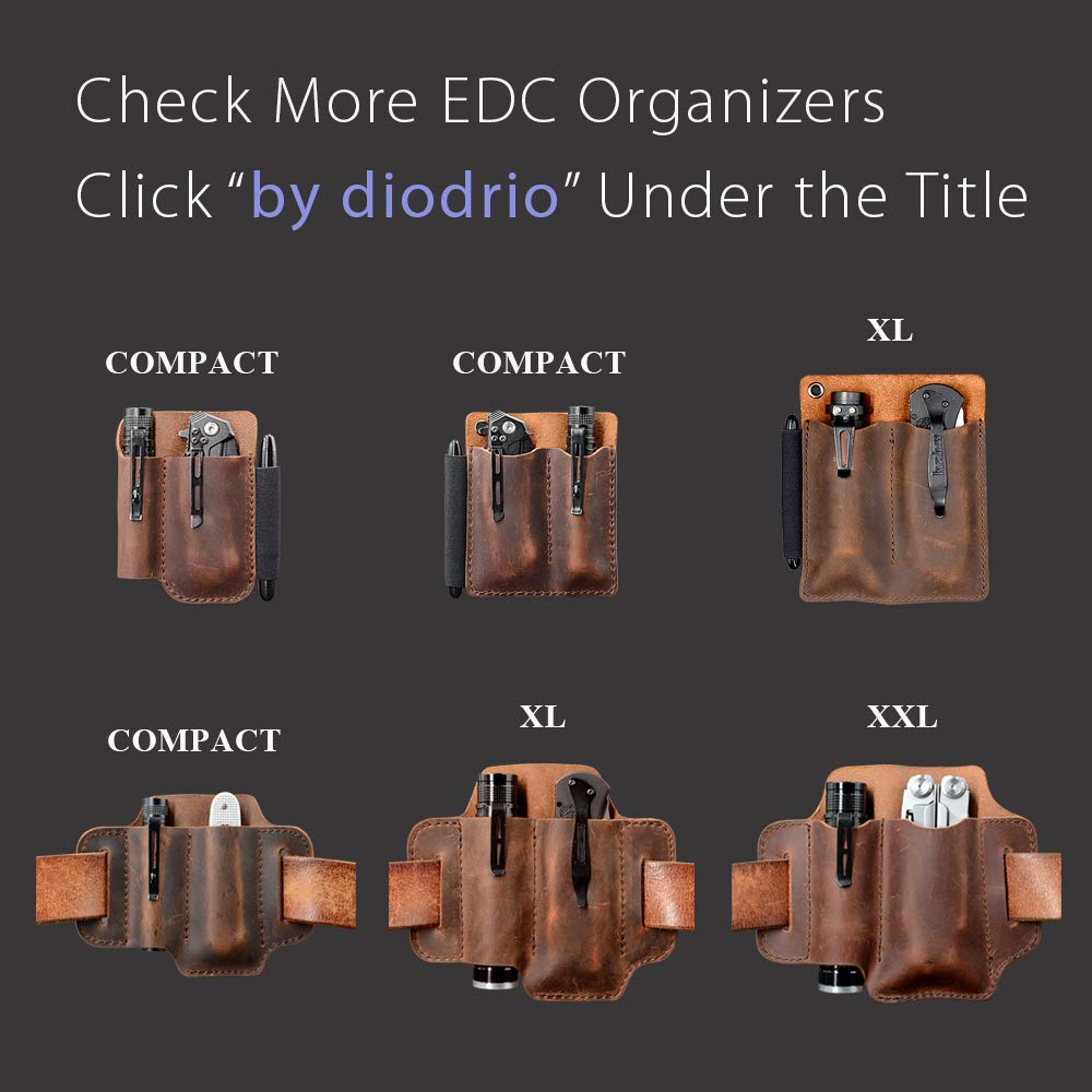diodrio EDC Leather Strap Keychain, Belt Clip Key Ring Fob Holder, Chestnut. 2 per Pack.