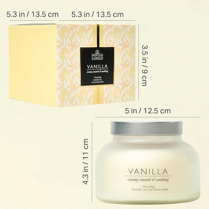 Volcano Vanilla Candle 19oz:- with a Crackling Wooden Wick in Large 4" x 5" Large Elegant White Glass Jar in a Presentation Gift Box and Protective Shipping Box